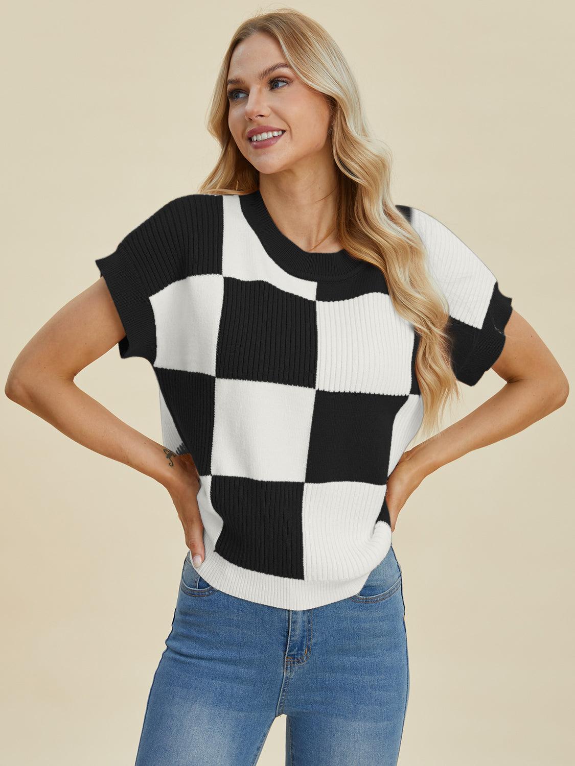 Chic Checkered Sweater