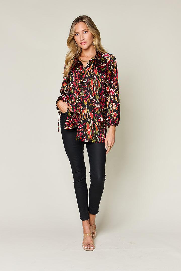 Printed Button Up Long Sleeve Shirt