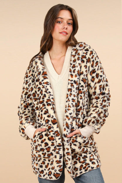 Leopard Long Sleeve Hooded Jacket