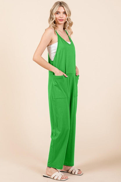 Sleeveless Jumpsuit with Pockets In Fresh Green