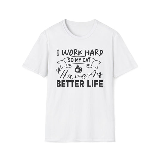 Men Tees I Work Hard Best Cat Dad Short Sleeves Casual Regular Fit Cottagecore Funny Cat T-Shirt