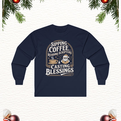 Sipping Scriptures Cotton Long Sleeve Tshirt