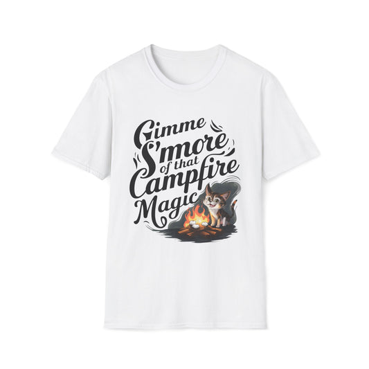 Men's Tee Gimme S'more Campfire Chocolate Marshmallow S'mores Short Sleeve Casual Regular Fit Cottagecore Funny Cat T-Shirt