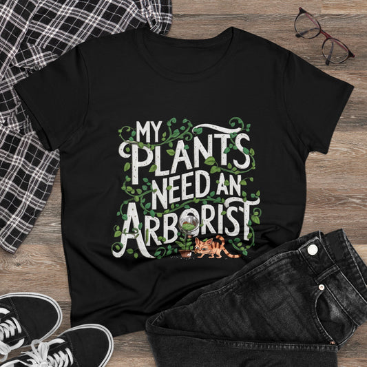 Women Tee My Plant Need Arborist Nature Shirts Tops Short Sleeve Regular Fit Cottagecore Funny Cat T-Shirt