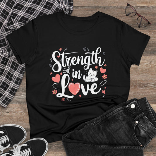 Womens Tshirts Strength In Love Cat Mom Shirts Tops Short Sleeve Regular Fit Cottagecore Funny Cat Graphic Tee