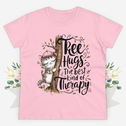 Tree Hugs Best Kind of Therapy Women Cotton Tshirt