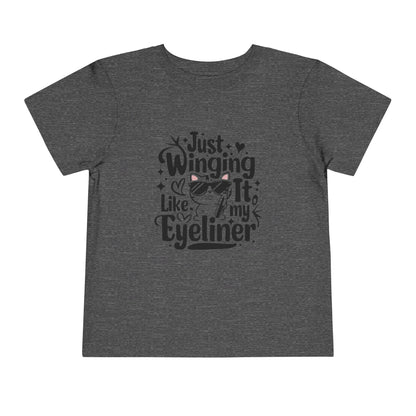 Just Winging it Like My Eyeliner Toddler Cotton Kids T-Shirts