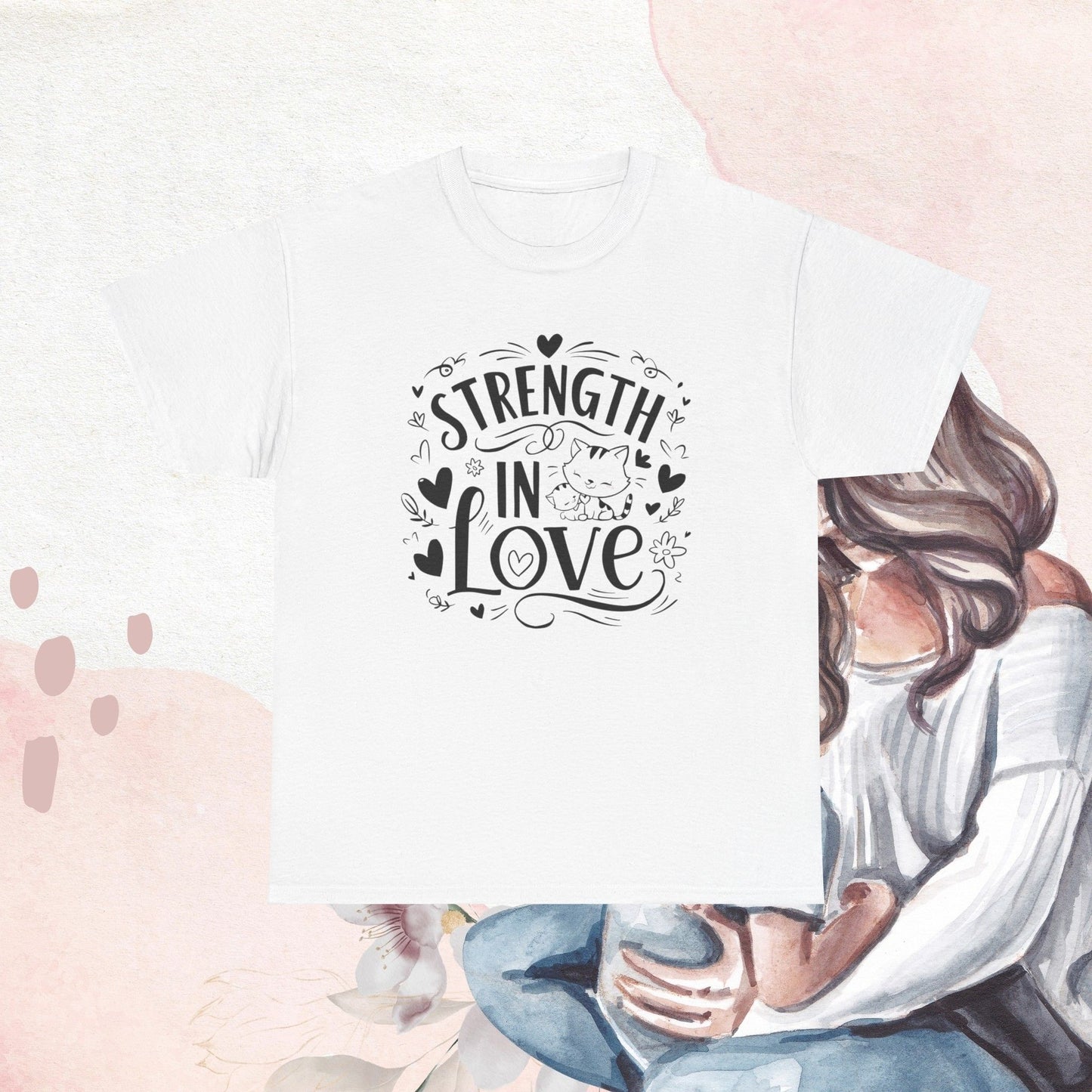 Strength In Love Cat Mom  Cotton T-Shirt