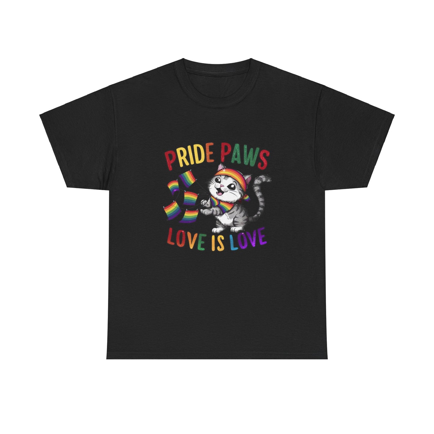 Pride Paws Love Is Love LGBT Pride Promoting Pride Equality and Love LGBT Gift Cat tee