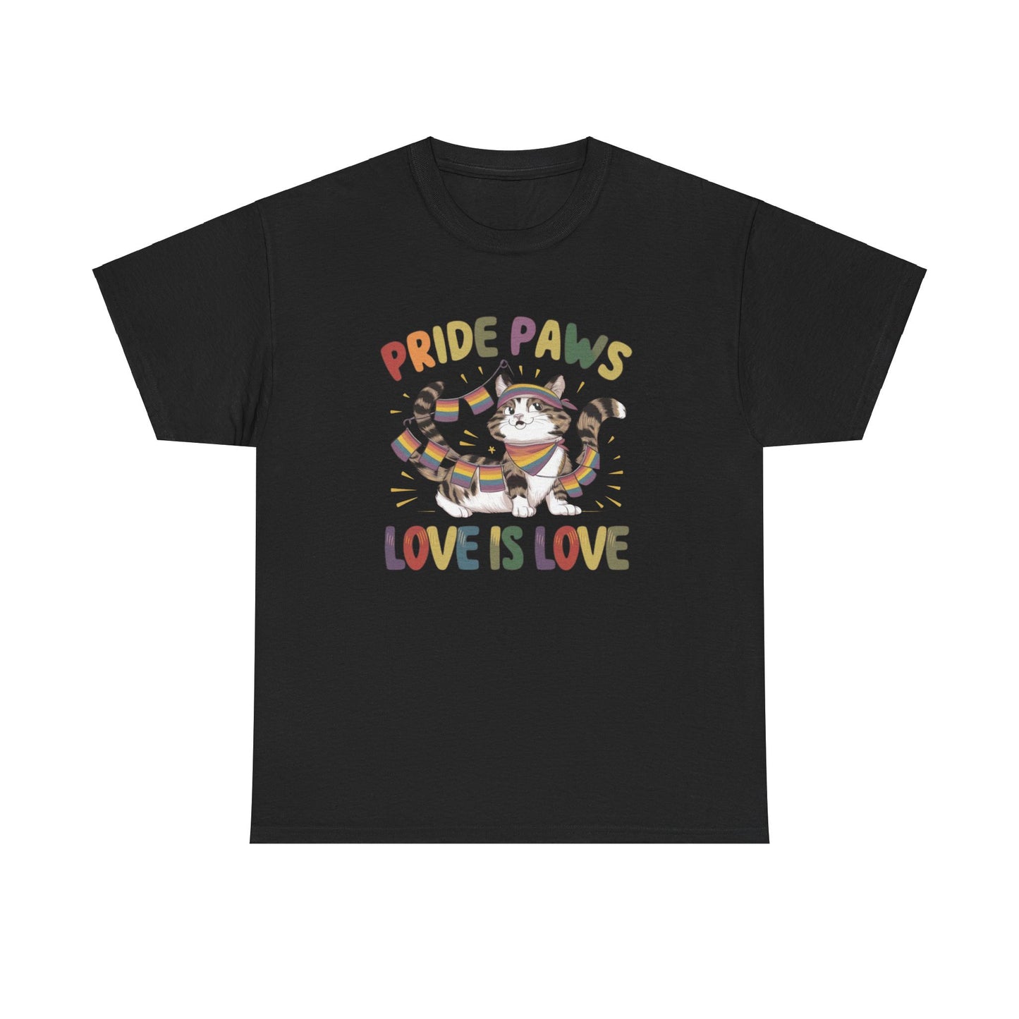 Pride Paws Love Is Love LGBT Pride Promoting Pride Equality and Love LGBT Gift Cat TShirt