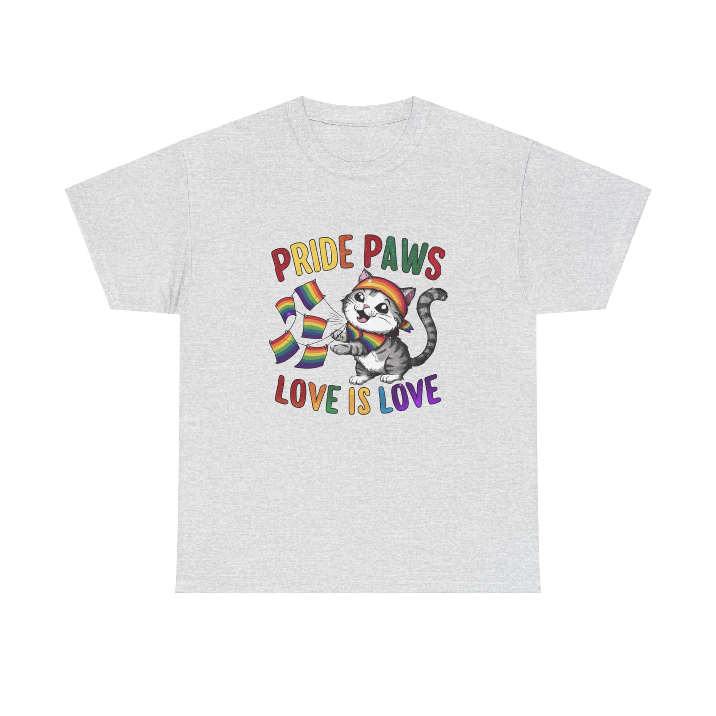 Pride Paws Love Is Love LGBT Pride Promoting Pride Equality and Love LGBT Gift Cat tee