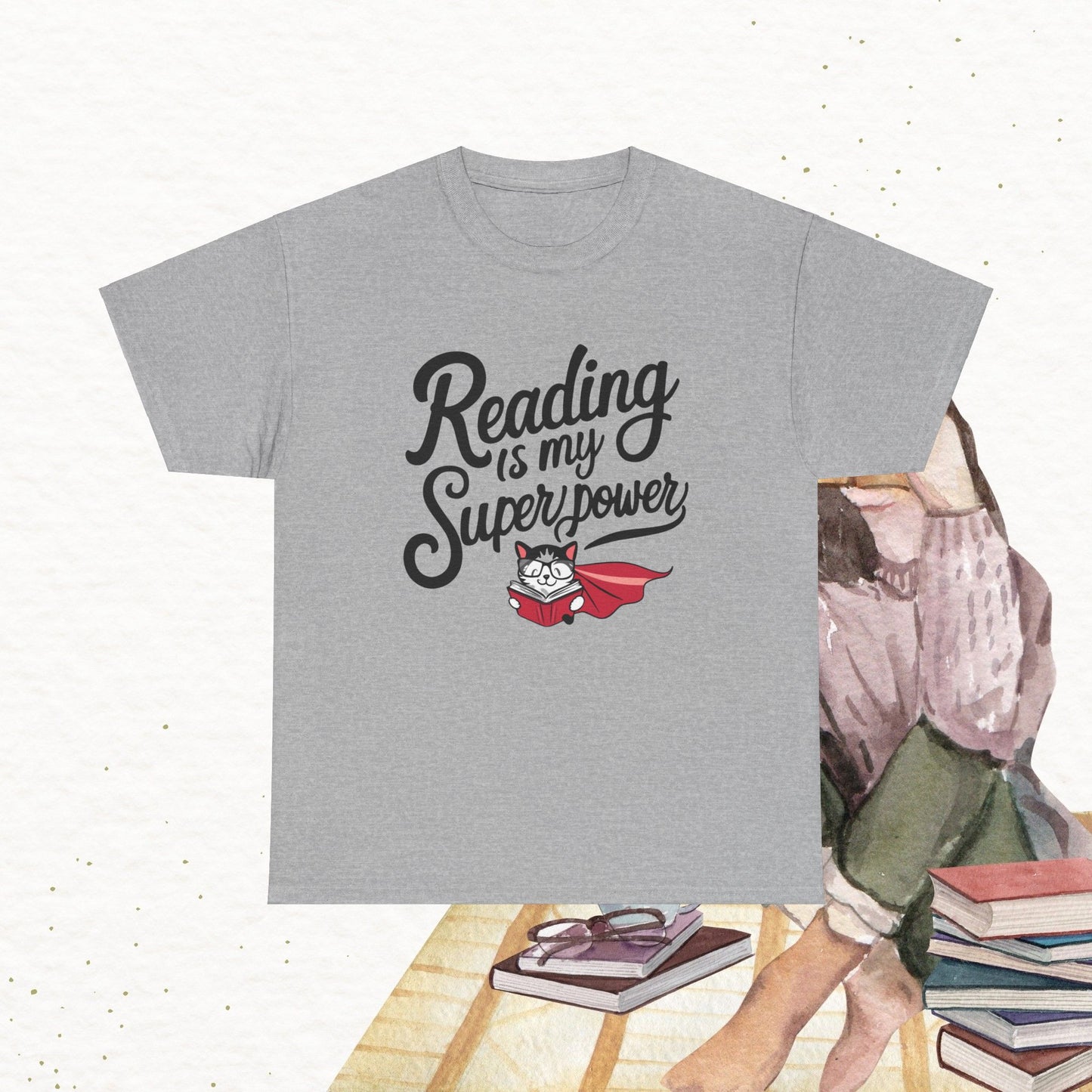 Book Lovers T-Shirt Reading Is My Superpower Cotton Tee