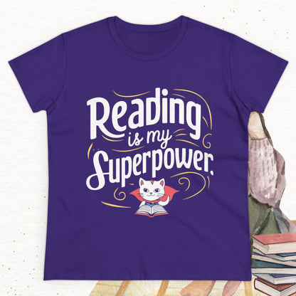 Reading Is My Superpower Women Cotton Tshirt