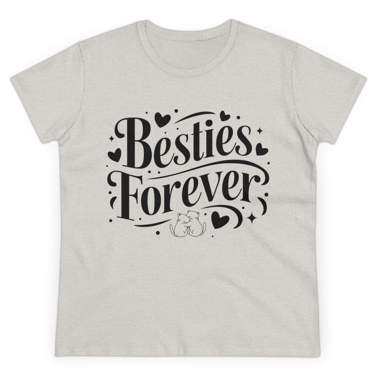 Womens Tees Besties Forever Cat Best Friend Shirt Tops Short Sleeve Regular Fit Cotton Funny Cat Graphic Tshirts