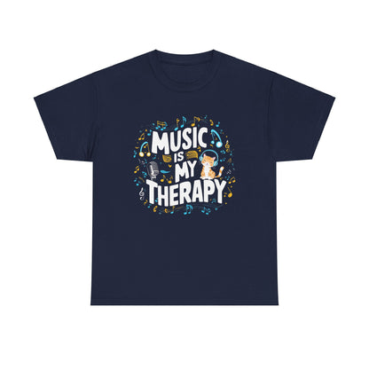 Music Is My Therapy Cotton Cat T-Shirt