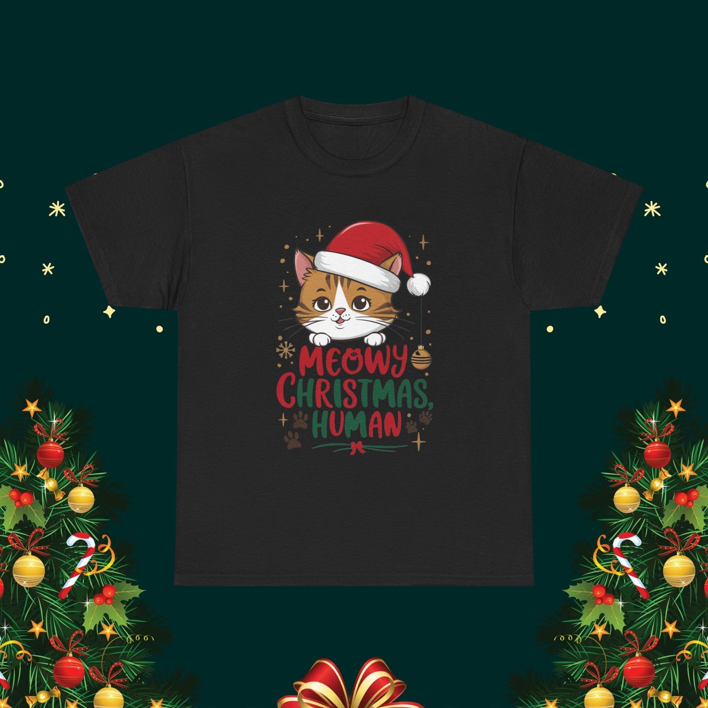 Meowy Christmas Cotton Tshirts