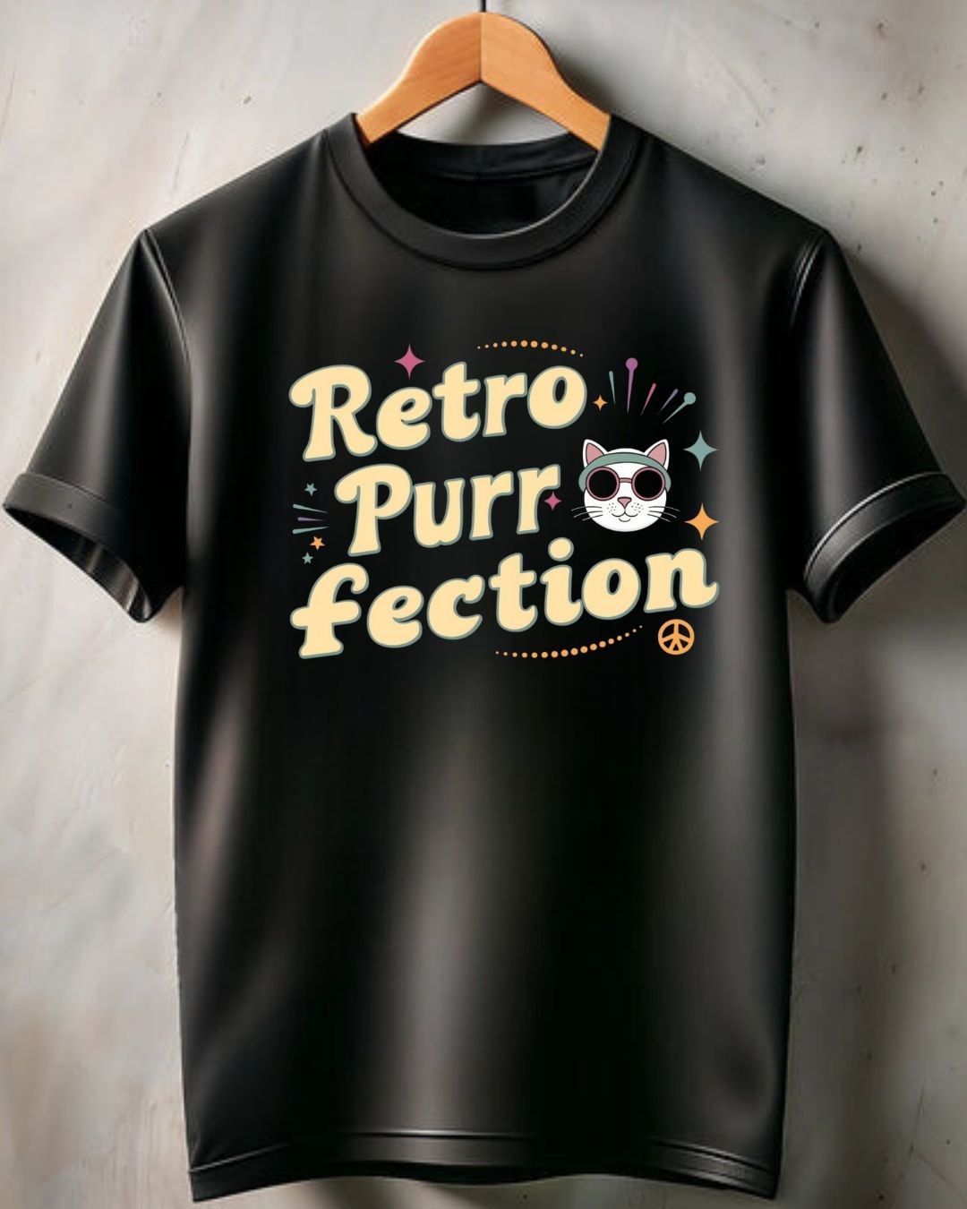 Retro Purr Fection Cotton Men Tshirt