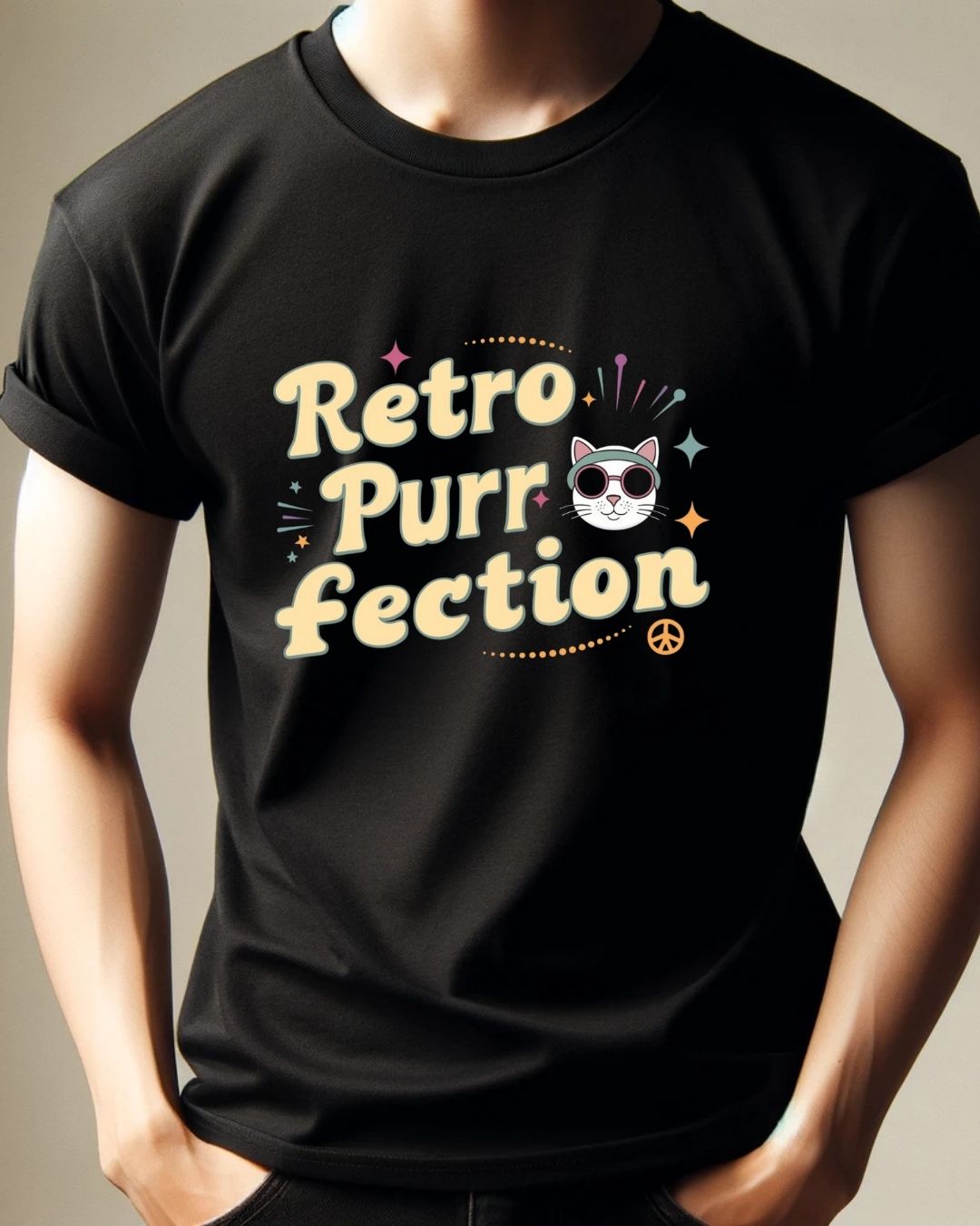 Retro Purr Fection Cotton Men Tshirt