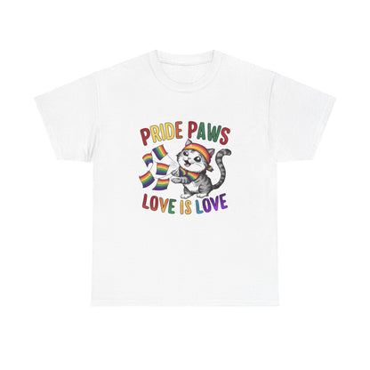 Pride Paws Love Is Love LGBT Pride Promoting Pride Equality and Love LGBT Gift Cat tee