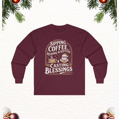 Sipping Scriptures Cotton Long Sleeve Tshirt