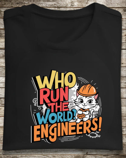 Who Runs The World Engineer Cotton T-Shirt