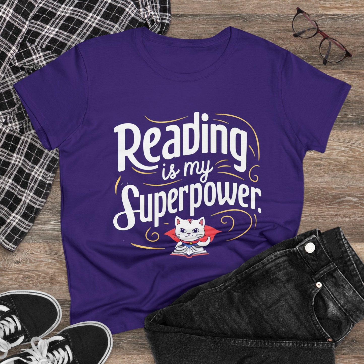 Reading Is My Superpower Women Cotton Tshirt