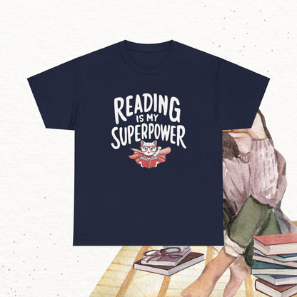 Reading Is My Superpower Cotton Crew Neck Tshirt