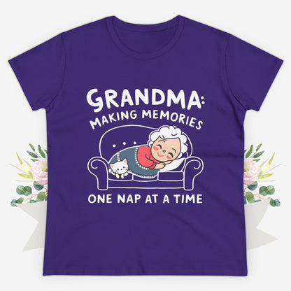 Grandma Making Memory One Nap A Time Women Cotton Tshirt