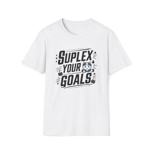 Men's Tee Suplex Your Goals Gym Workout Short Sleeves Casual Regular Fit Cotton Funny Cat Tee