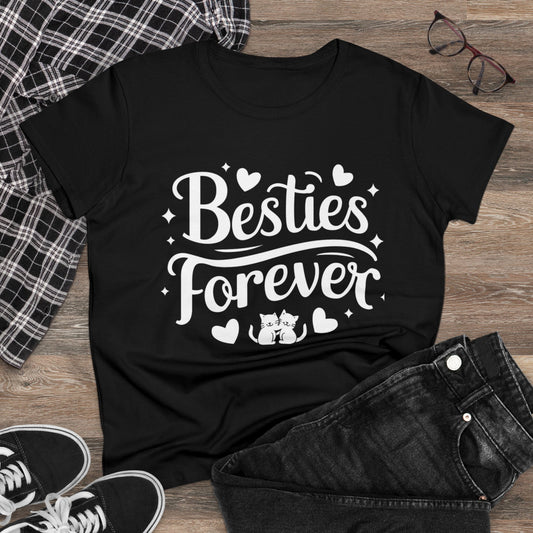 Women Tees Besties Forever Cat Best Friend Shirts Tops Short Sleeve Regular Fit Cottagecore Funny Cat Graphic Tshirts