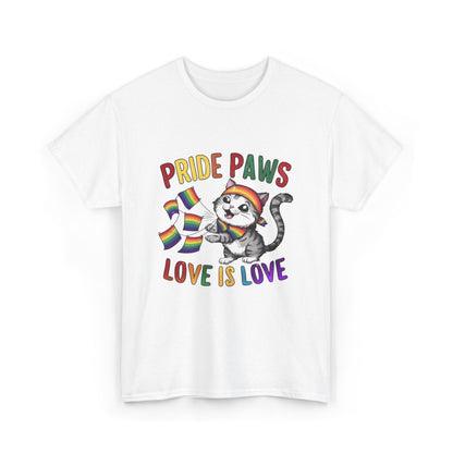 Pride Paws Love Is Love LGBT Pride Promoting Pride Equality and Love LGBT Gift Cat tee