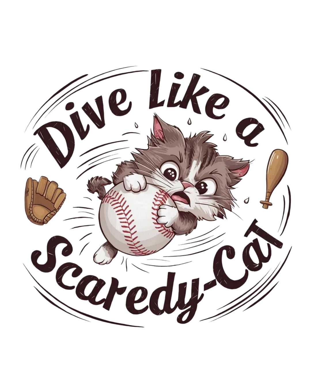 Dive Like Scaredy Cat  Baseball Cotton T-Shirts