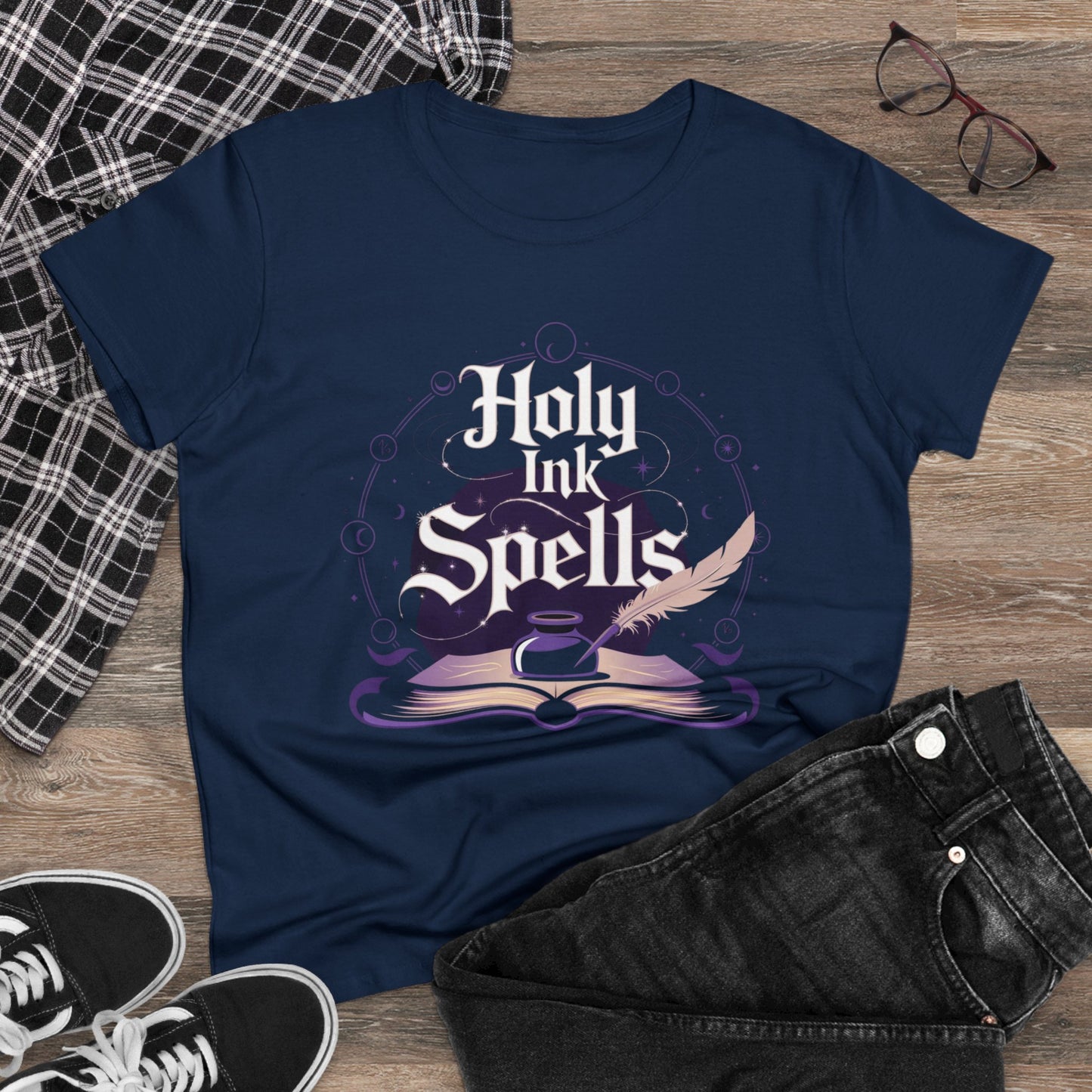 Holy Ink Spells Women Cotton Tshirt