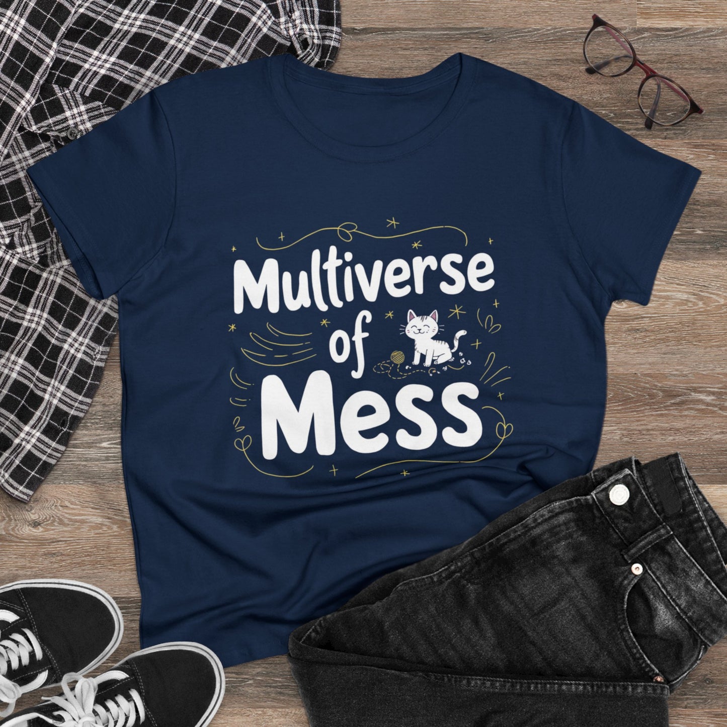 Womens Tshirt Multiverse of Madness Cat Mom Shirts Tops Short Sleeve Regular Fit Cotton Funny Cat Graphic Tees