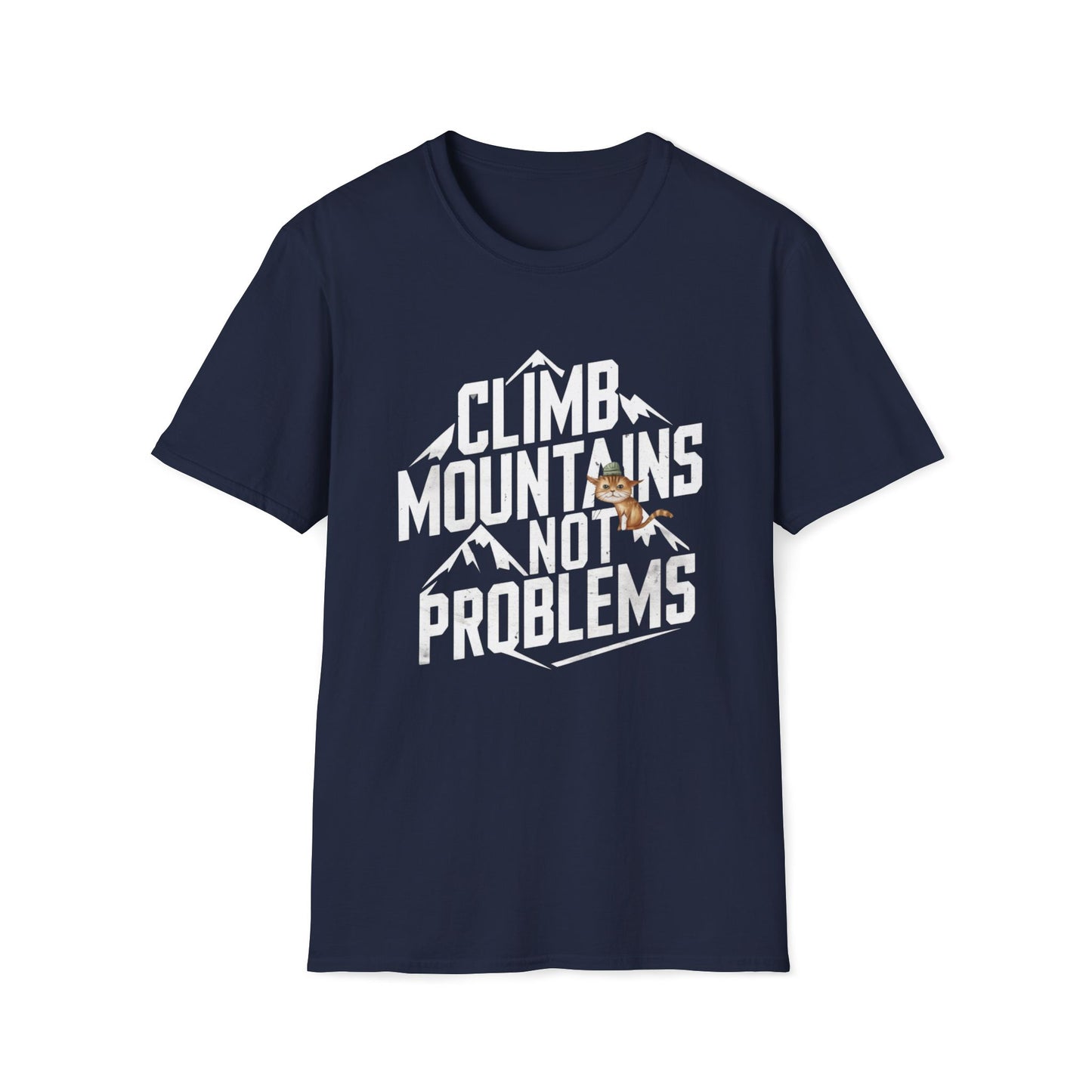 Men's Tee Climbing Mountain Youth Mountain Cotton Short Sleeves Casual Regular Fit Cotton Funny Cat  T-Shirt