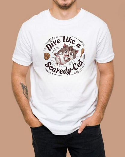 Dive Like Scaredy Cat  Baseball Cotton T-Shirts