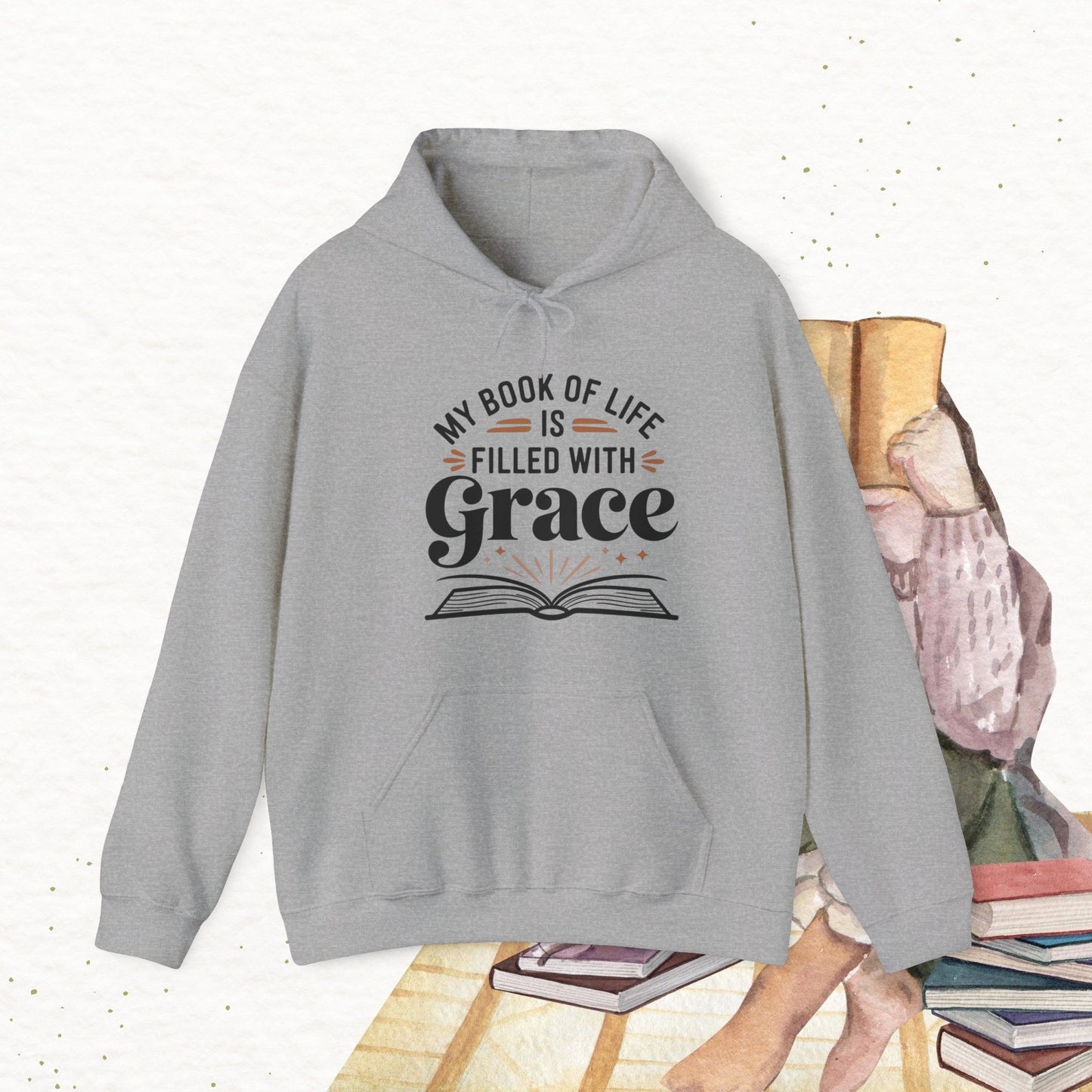 My Book Of Life Filled With Grace Cotton Hoodie