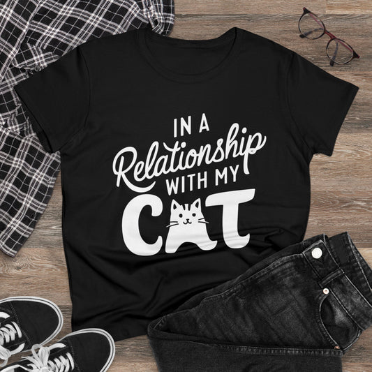 Womens Tshirts In Relationship With Cat Relationships Shirts Tops Short Sleeve Regular Fit Cottagecore Funny Cat Graphic Tees