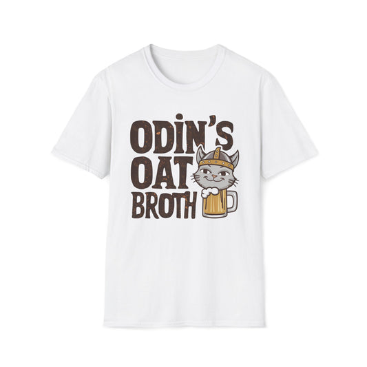 Men's Tee Odin Oat Broth Cute Cat Drinking Short Sleeve Casual Regular Fit Cottagecore Funny Cat T-Shirt