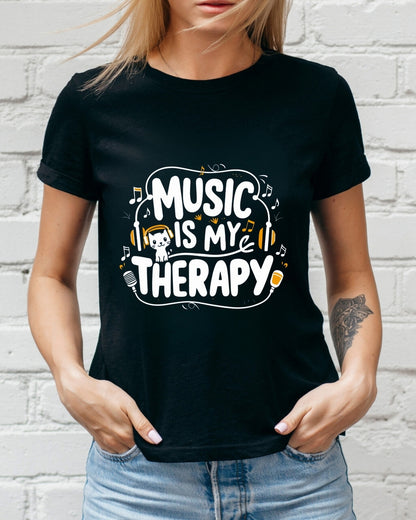 Music Is My Therapy Cotton T-Shirt