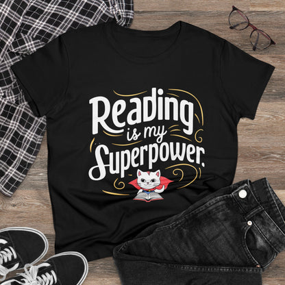 Reading Is My Superpower Women Cotton Tshirt