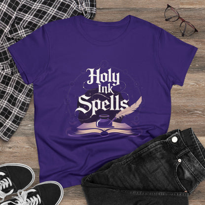 Holy Ink Spells Women Cotton Tshirt