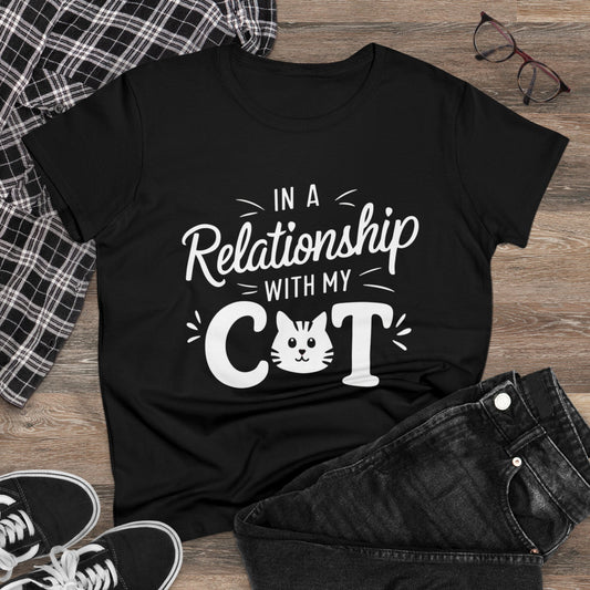 Womens Tshirts In Relationships With Cat Relationship Shirts Tops Short Sleeve Regular Fit Cottagecore Funny Cat Graphic Tees