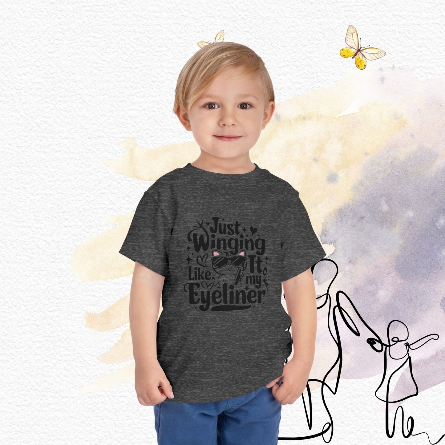 Just Winging it Like My Eyeliner Toddler Cotton Kids T-Shirts