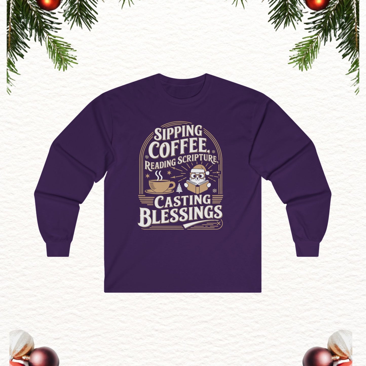 Sipping Scriptures Cotton Long Sleeve Tshirt