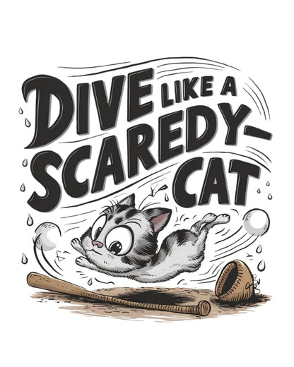 Dive Like Scaredy Cat  Baseball Crew Neck T-Shirts