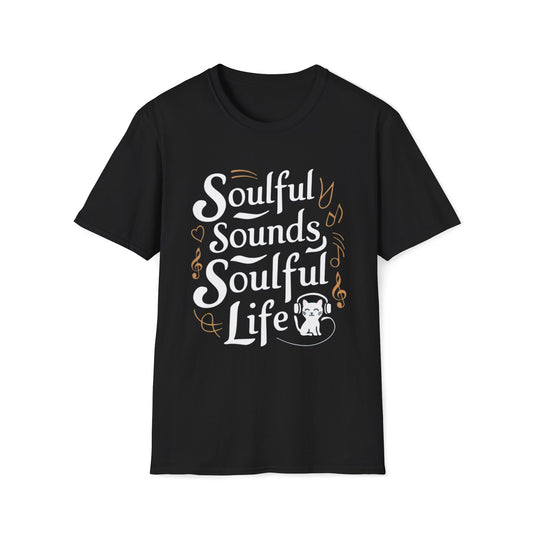 Men's T-Shirt Soulful Sound Soulful Life Cat Rock Music Short Sleeves Casual Regular Fit Cottagecore Funny Cat Tees