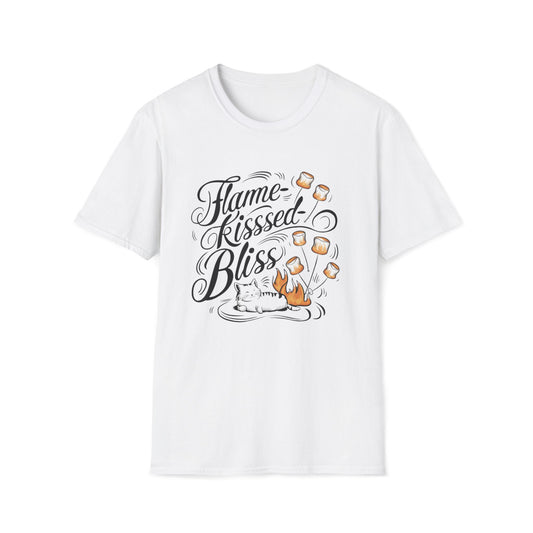 Men's Tee Flames Kiss Bliss Chocolate Marshmallow S'mores Short Sleeve Casual Regular Fit Cottagecore Funny Cat T-Shirt