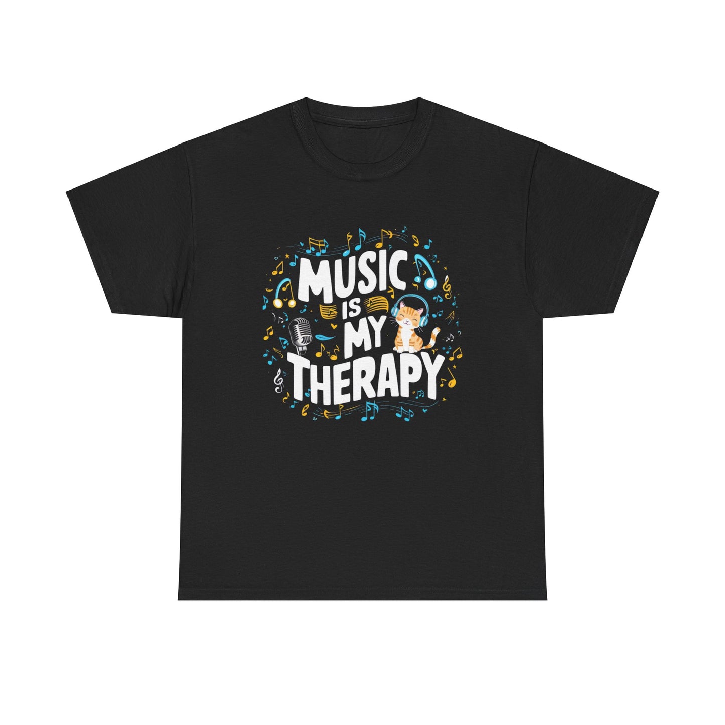 Music Is My Therapy Cotton Cat T-Shirt