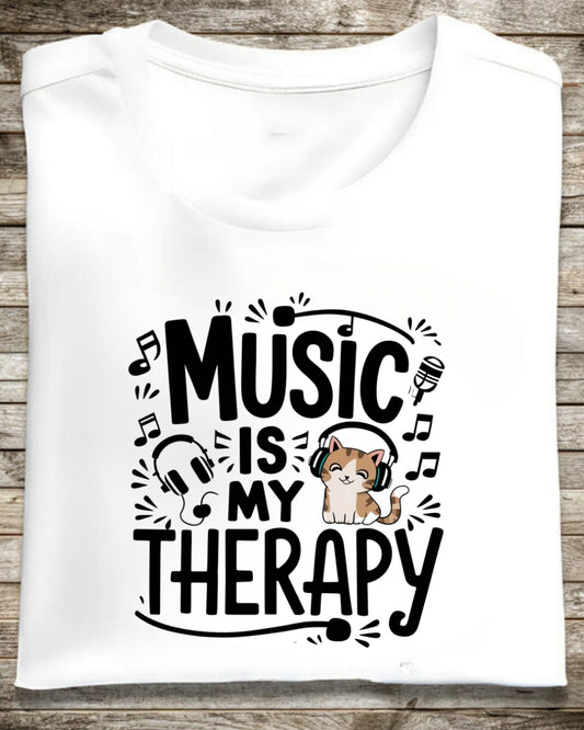 Music Is My Therapy Cotton T-Shirt